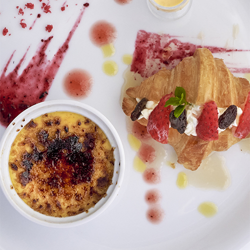 crème brûlée with yogurt cream croissant